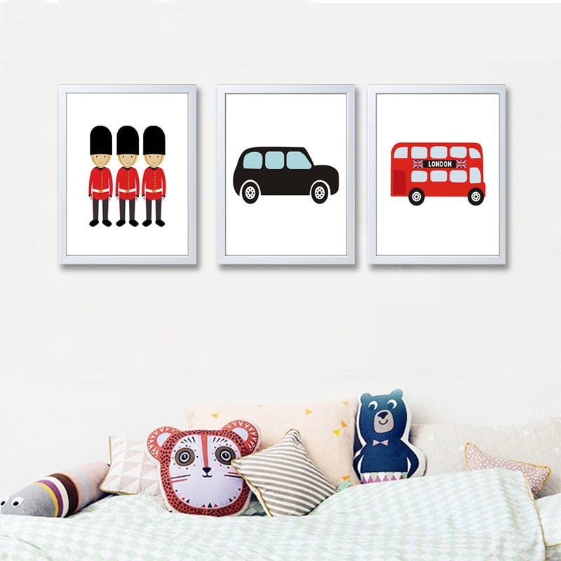 London Bus Thema Kinderzimmer Dekor - Leinwand Wandkunst Gemälde
