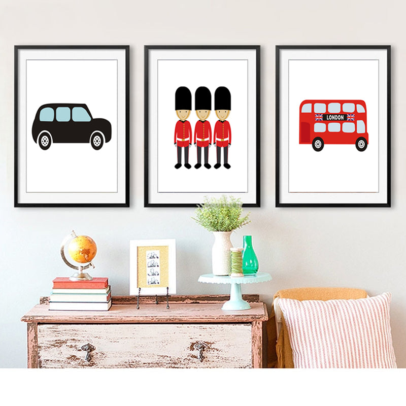 London Bus Thema Kinderzimmer Dekor - Leinwand Wandkunst Gemälde