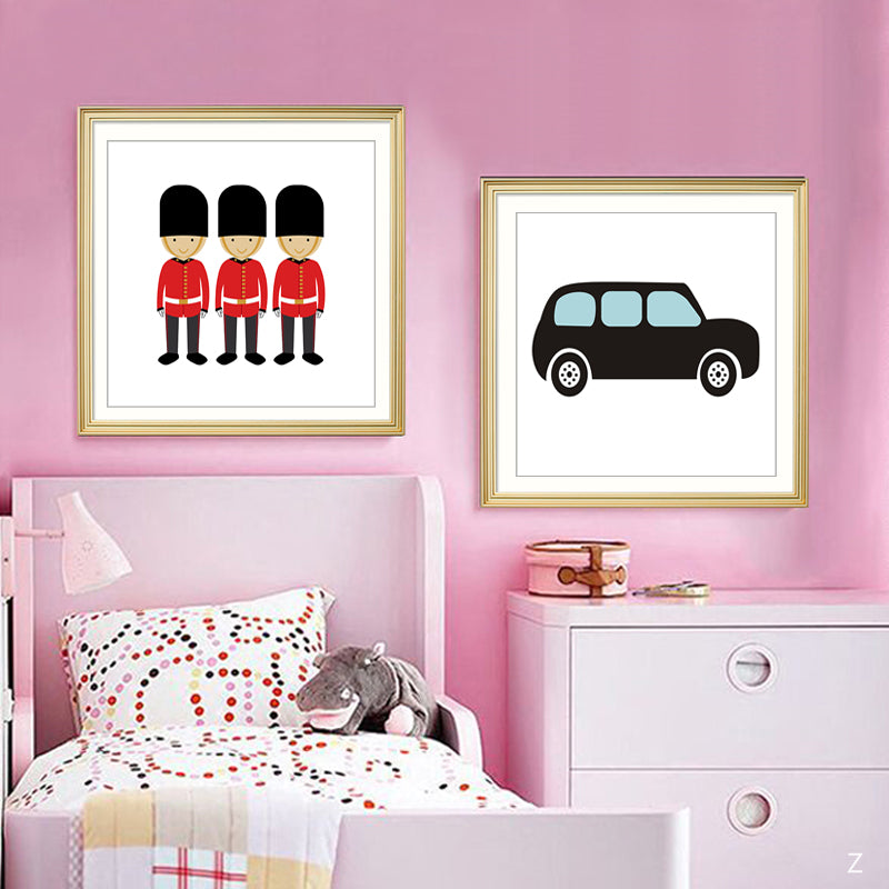 London Bus Thema Kinderzimmer Dekor - Leinwand Wandkunst Gemälde