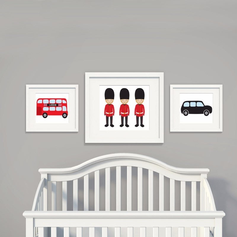 London Bus Thema Kinderzimmer Dekor - Leinwand Wandkunst Gemälde