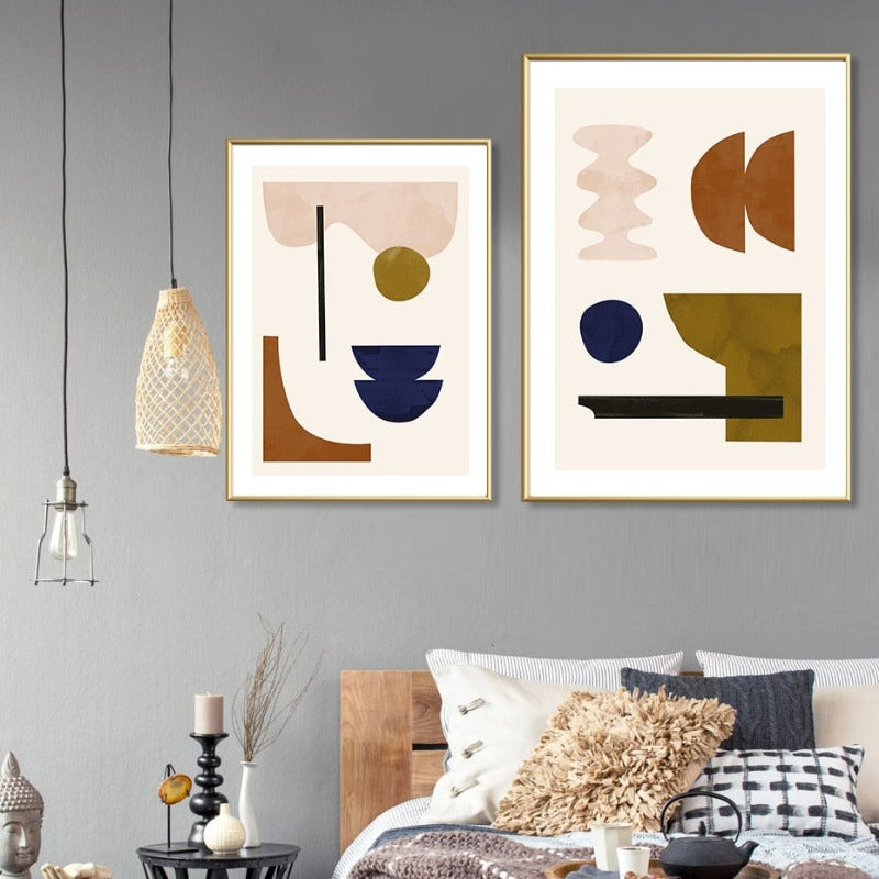 Geometrisch Abstrakt Skandinavien Galerie - Leinwand Wandkunst Gemälde