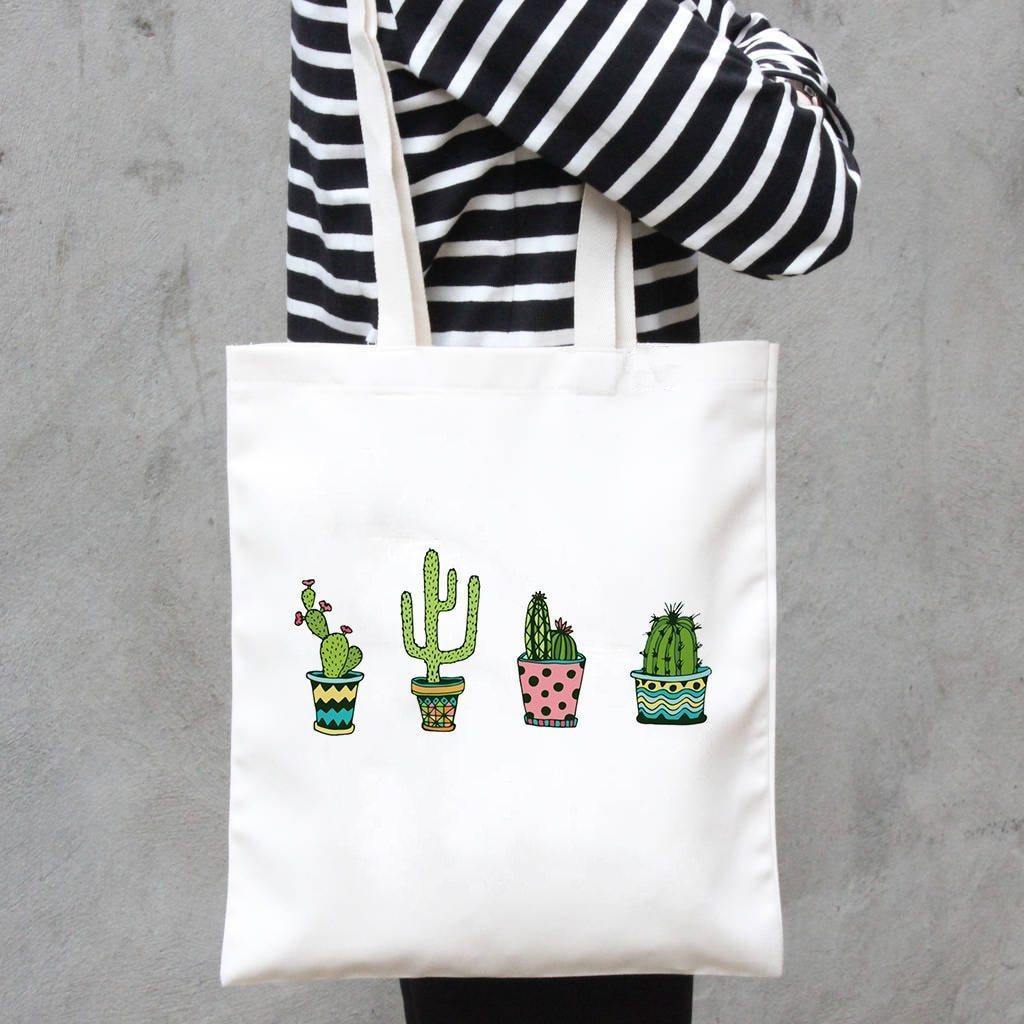 Frendorf | CactusCharm Canvas Tote Bag | Umweltfreundliche Einkaufstasche | Leicht & Langlebig | Stilvolle Designs