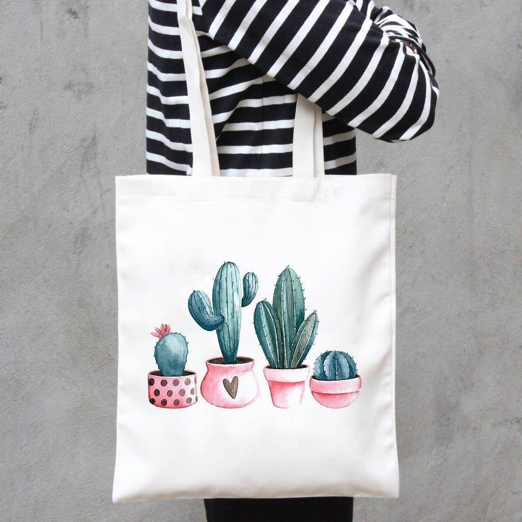 Frendorf | CactusCharm Canvas Tote Bag | Umweltfreundliche Einkaufstasche | Leicht & Langlebig | Stilvolle Designs