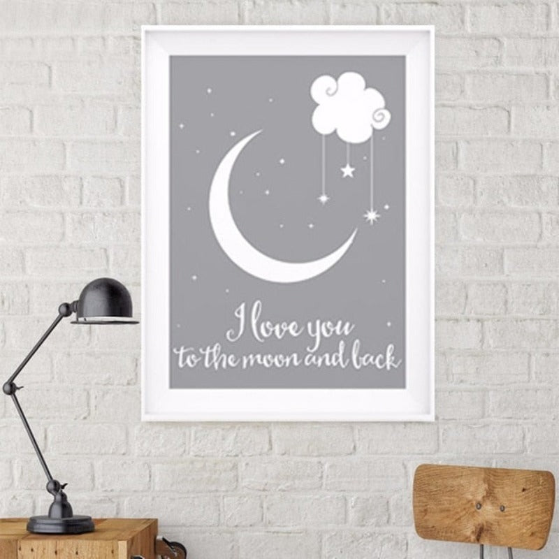 Kinderzimmer Ich liebe dich bis zum Mond und zurück Luftballon Poster