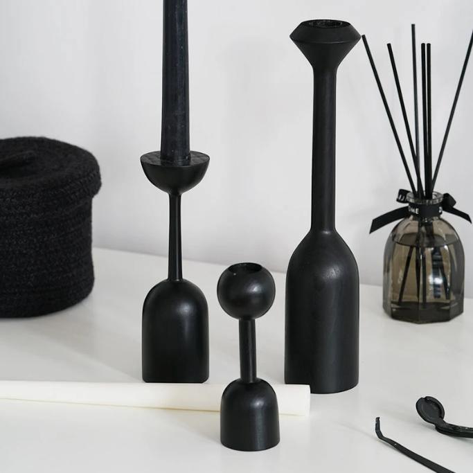Frendorf | Noirique Schwarze Kerzenhalter für Tafelkerzen | Stilvolles Design | Elegante Dekoration