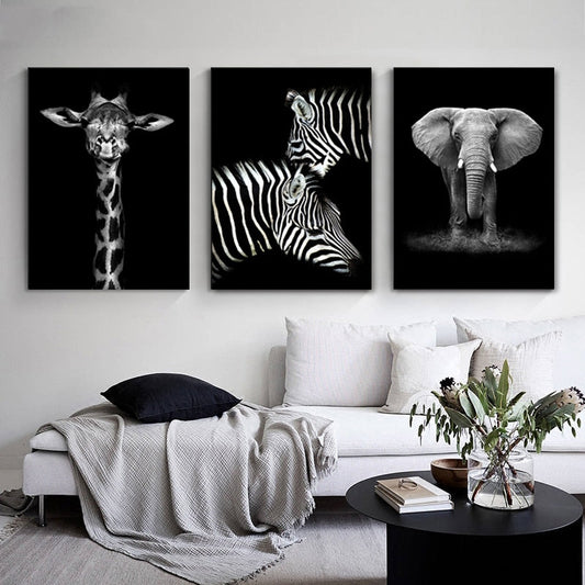 Natur Wildtiere Afrika Wildtiere Schwarz Weiß - Leinwand Wandkunst Malerei