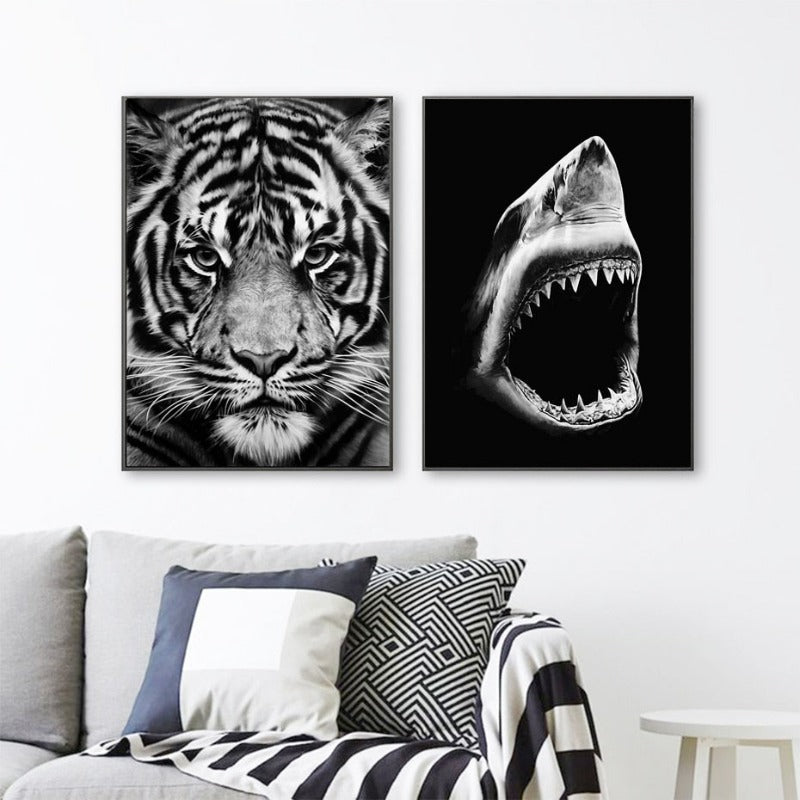 Natur Wildtiere Afrika Wildtiere Schwarz Weiß - Leinwand Wandkunst Malerei
