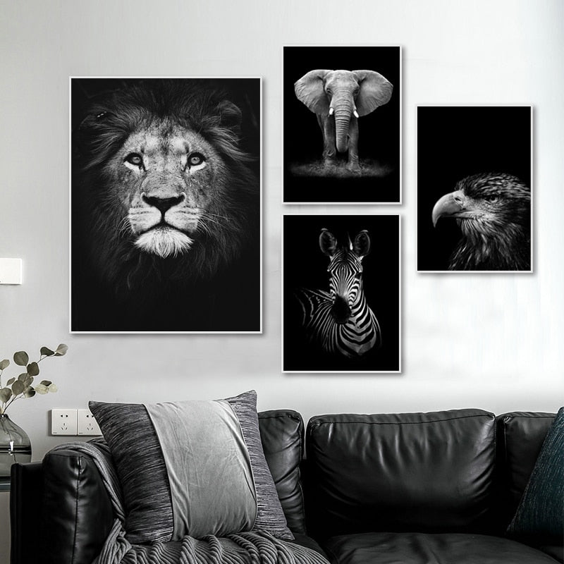 Natur Wildtiere Afrika Wildtiere Schwarz Weiß - Leinwand Wandkunst Malerei