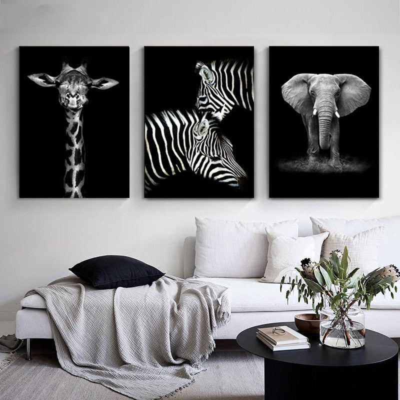 Natur Wildtiere Afrika Wildtiere Schwarz Weiß - Leinwand Wandkunst Malerei