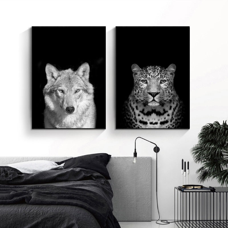 Natur Wildtiere Afrika Wildtiere Schwarz Weiß - Leinwand Wandkunst Malerei