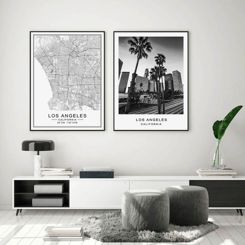 Los Angeles Stadtkarte Modernes Gebäude Landschaft