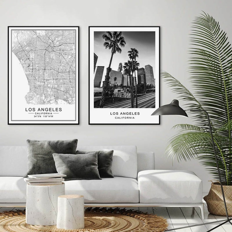 Los Angeles Stadtkarte Modernes Gebäude Landschaft