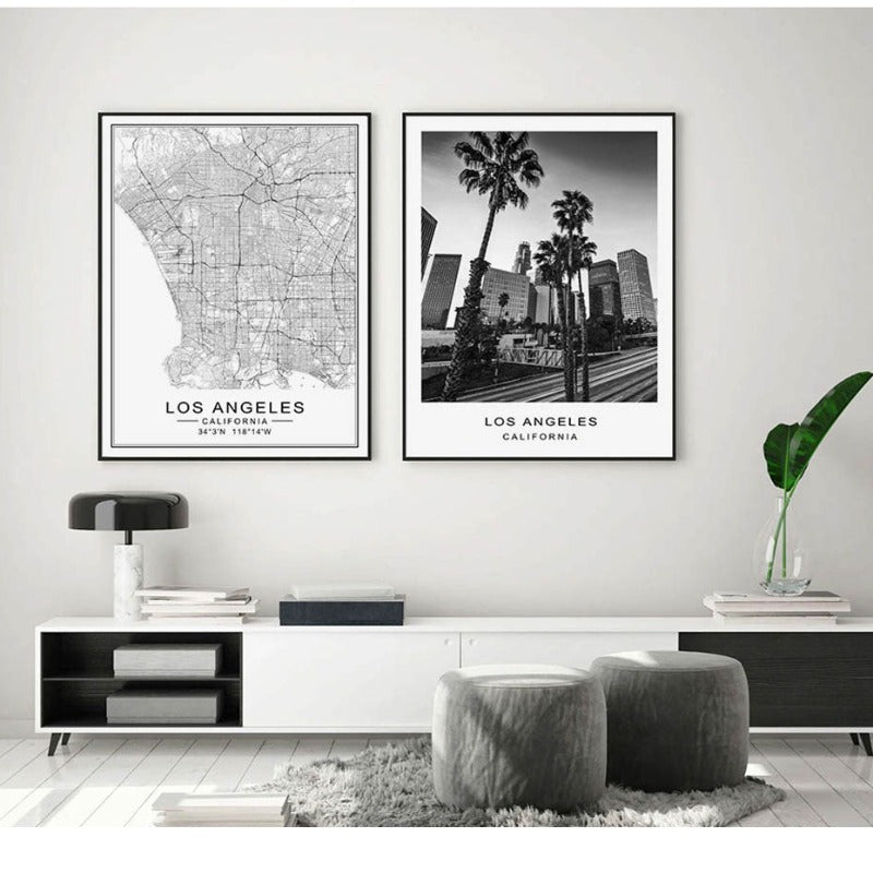 Los Angeles Stadtkarte Modernes Gebäude Landschaft