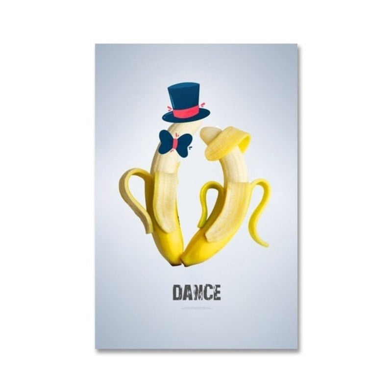 Dancing Cool Fruits - Leinwand Wandkunst Malerei