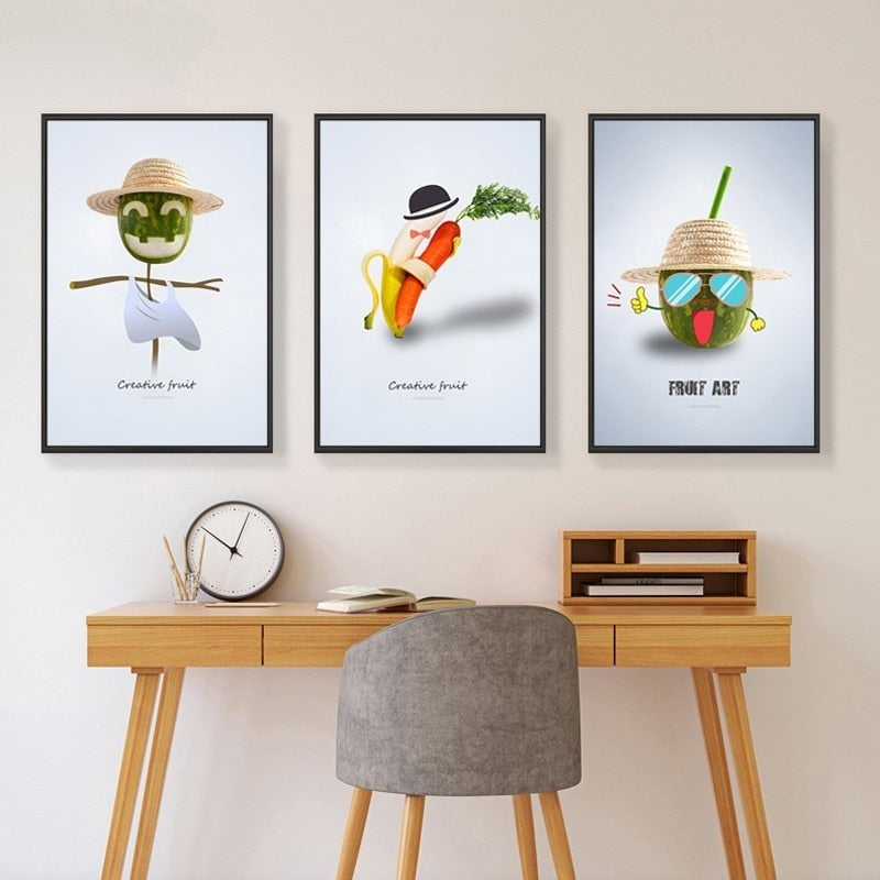 Dancing Cool Fruits - Leinwand Wandkunst Malerei