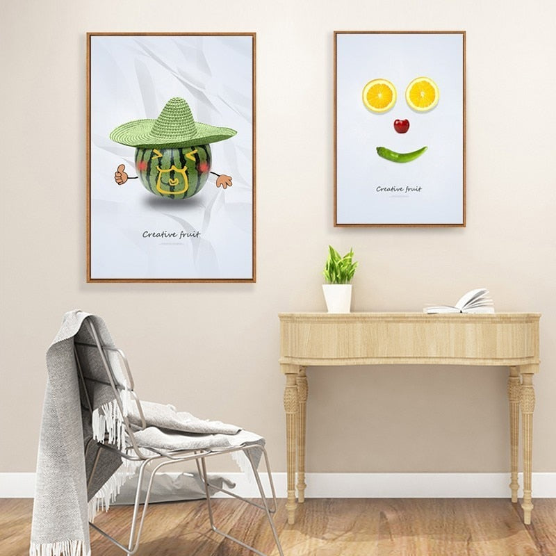Dancing Cool Fruits - Leinwand Wandkunst Malerei
