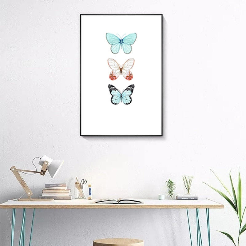 Butterfly Feather Flamingo - Leinwand Wandkunst Malerei