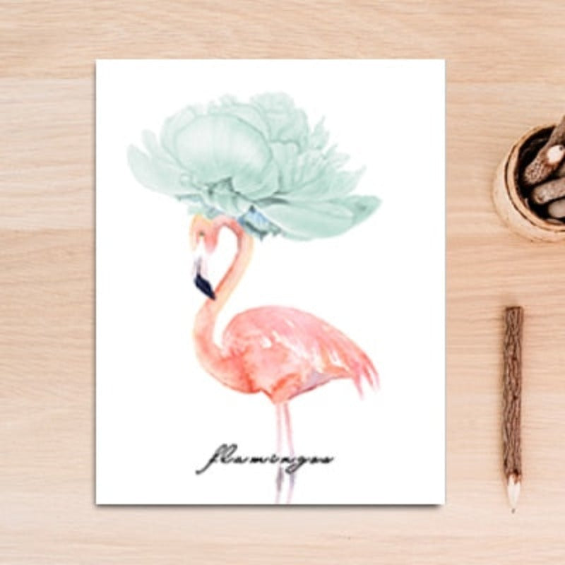 Butterfly Feather Flamingo - Leinwand Wandkunst Malerei