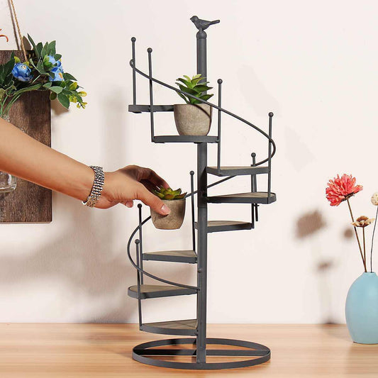Frendorf | PlantSpire Eisen Pflanzenständer mit Spiraltreppe | Dekorativ und Praktisch