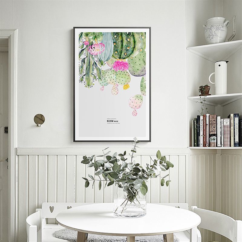 Nordic Cactus Flower Topfpflanze Poster - Leinwand Wandkunst Bild