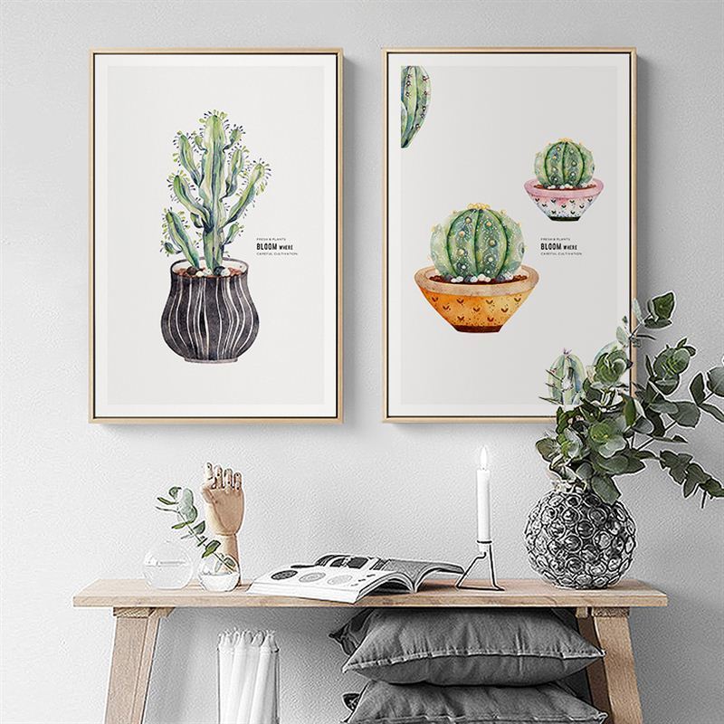 Nordic Cactus Flower Topfpflanze Poster - Leinwand Wandkunst Bild