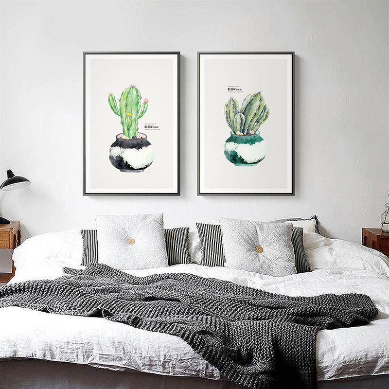 Nordic Cactus Flower Topfpflanze Poster - Leinwand Wandkunst Bild