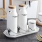 Frendorf | CeramiServe Keramik Salz- und Pfefferstreuer Set | Öl- und Essigspender | Küchenzubehör mit Stil