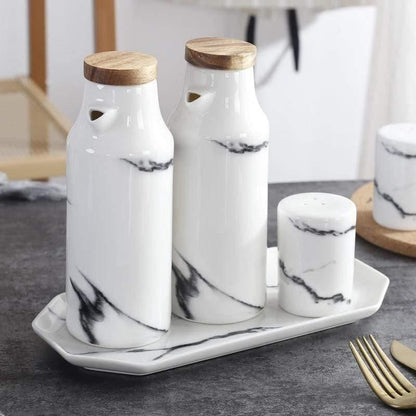 Frendorf | CeramiServe Keramik Salz- und Pfefferstreuer Set | Öl- und Essigspender | Küchenzubehör mit Stil