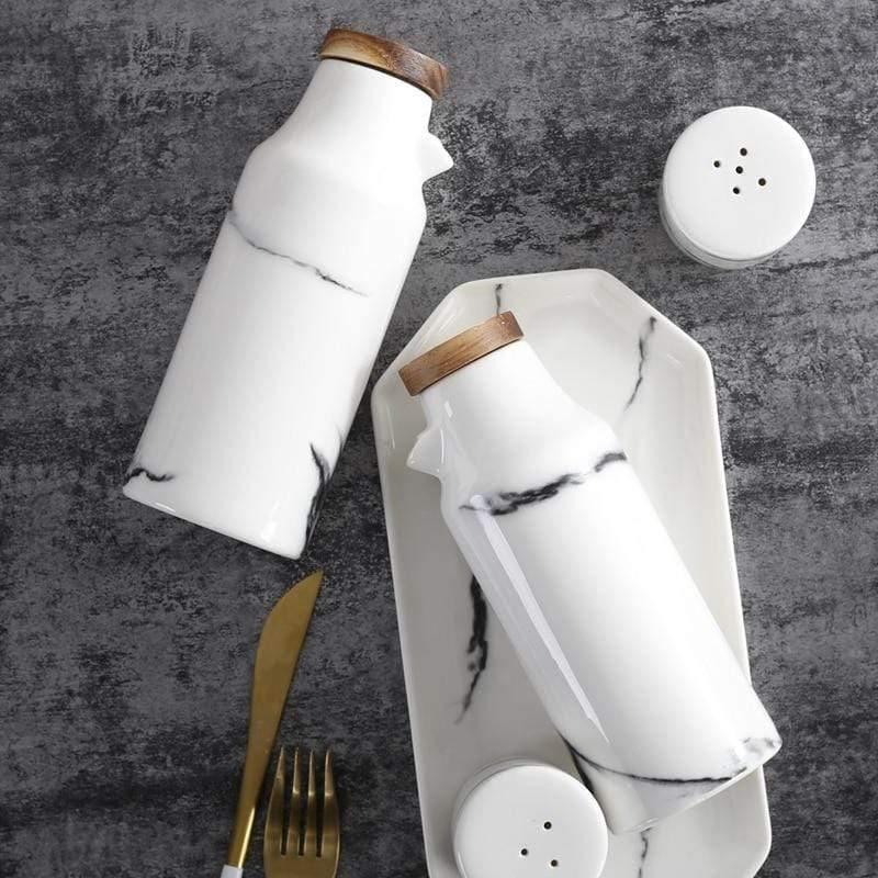 Frendorf | CeramiServe Keramik Salz- und Pfefferstreuer Set | Öl- und Essigspender | Küchenzubehör mit Stil