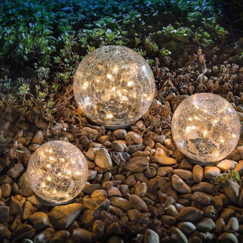 Frendorf | GlaciaLux - Solar Gartenleuchte | Bruchglas Kugeldesign | LED Beleuchtung für Außen