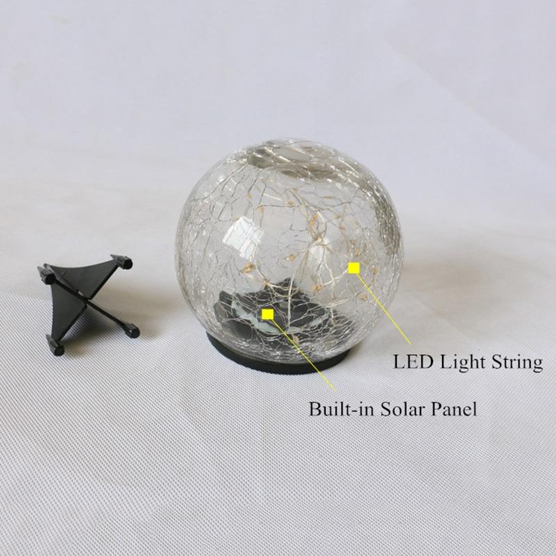 Frendorf | GlaciaLux - Solar Gartenleuchte | Bruchglas Kugeldesign | LED Beleuchtung für Außen