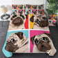 Frendorf | 3-teiliges Hippie Mops Welpe Cartoon Komfortables Bettbezug Set
