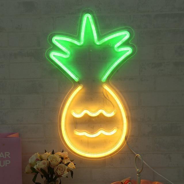 Frendorf | GlowFruit Ananas Neon Wanddekoration | LED Leuchte | Tropisches Ambiente | Wandkunst