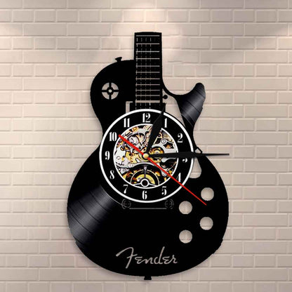 Antike Stil Vinyl-Schallplatten Akustikgitarre LED Wanduhr Für Musikliebhaber