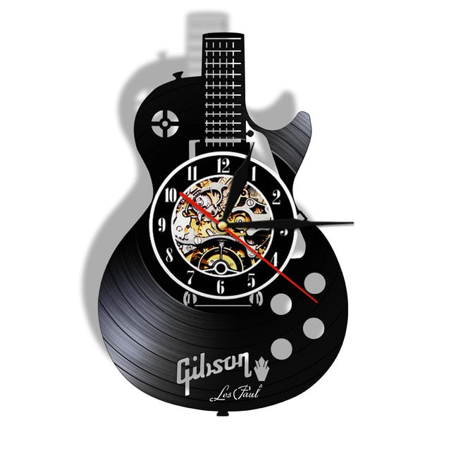 Antike Stil Vinyl-Schallplatten Akustikgitarre LED Wanduhr Für Musikliebhaber