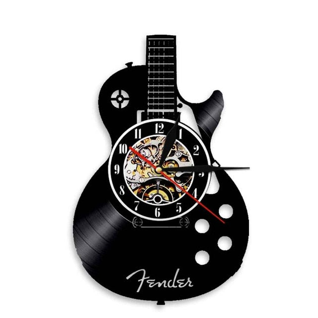 Antike Stil Vinyl-Schallplatten Akustikgitarre LED Wanduhr Für Musikliebhaber