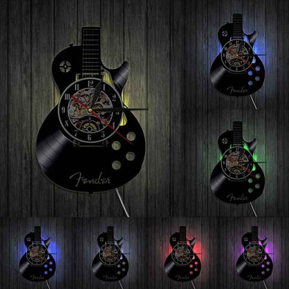 Antike Stil Vinyl-Schallplatten Akustikgitarre LED Wanduhr Für Musikliebhaber