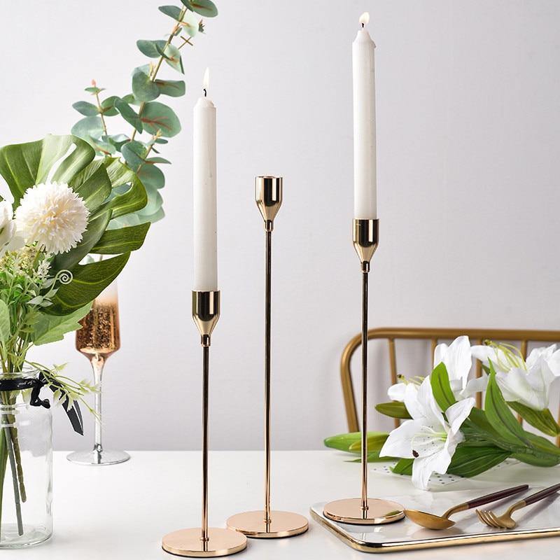 Frendorf | Solviana Goldene Kerzenhalter-Sets | Elegante Wohnkultur | Perfekt für festliche Dekoration