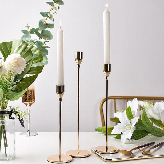 Frendorf | Solviana Goldene Kerzenhalter-Sets | Elegante Wohnkultur | Perfekt für festliche Dekoration