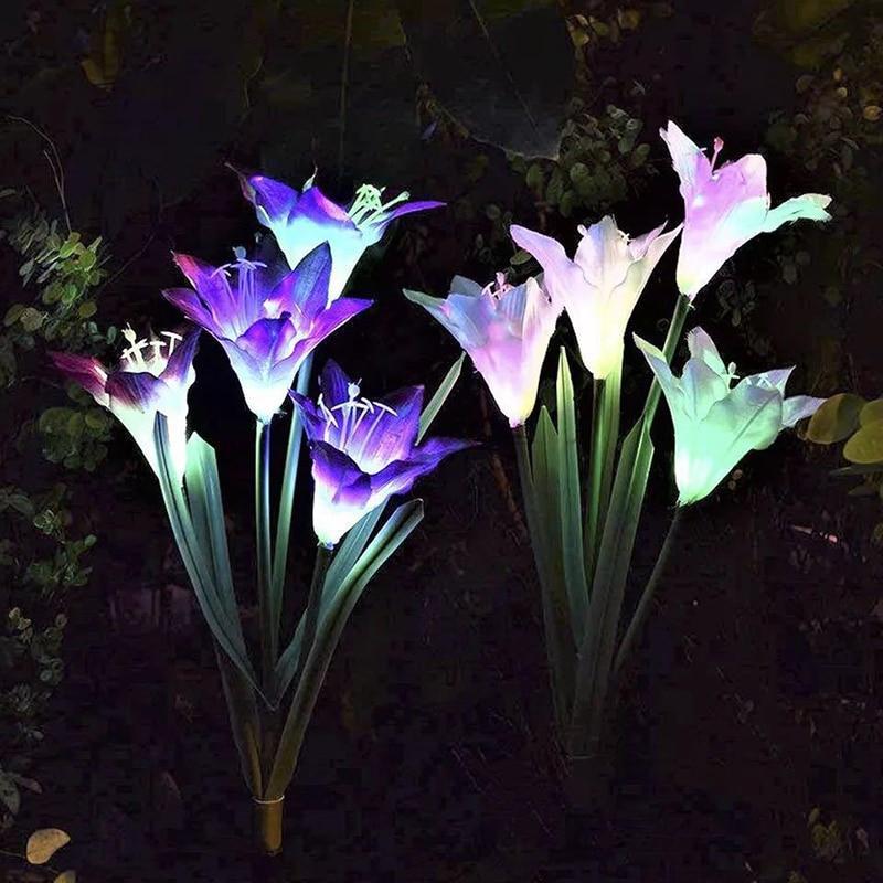 Frendorf | LilaGlowen - LED Lilien Gartenlichter | Solarbetrieben | Wetterfest | Stimmungsvolle Außenbeleuchtung