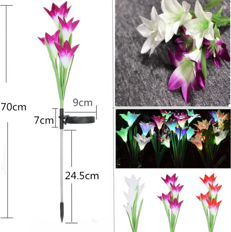 Frendorf | LilaGlowen - LED Lilien Gartenlichter | Solarbetrieben | Wetterfest | Stimmungsvolle Außenbeleuchtung
