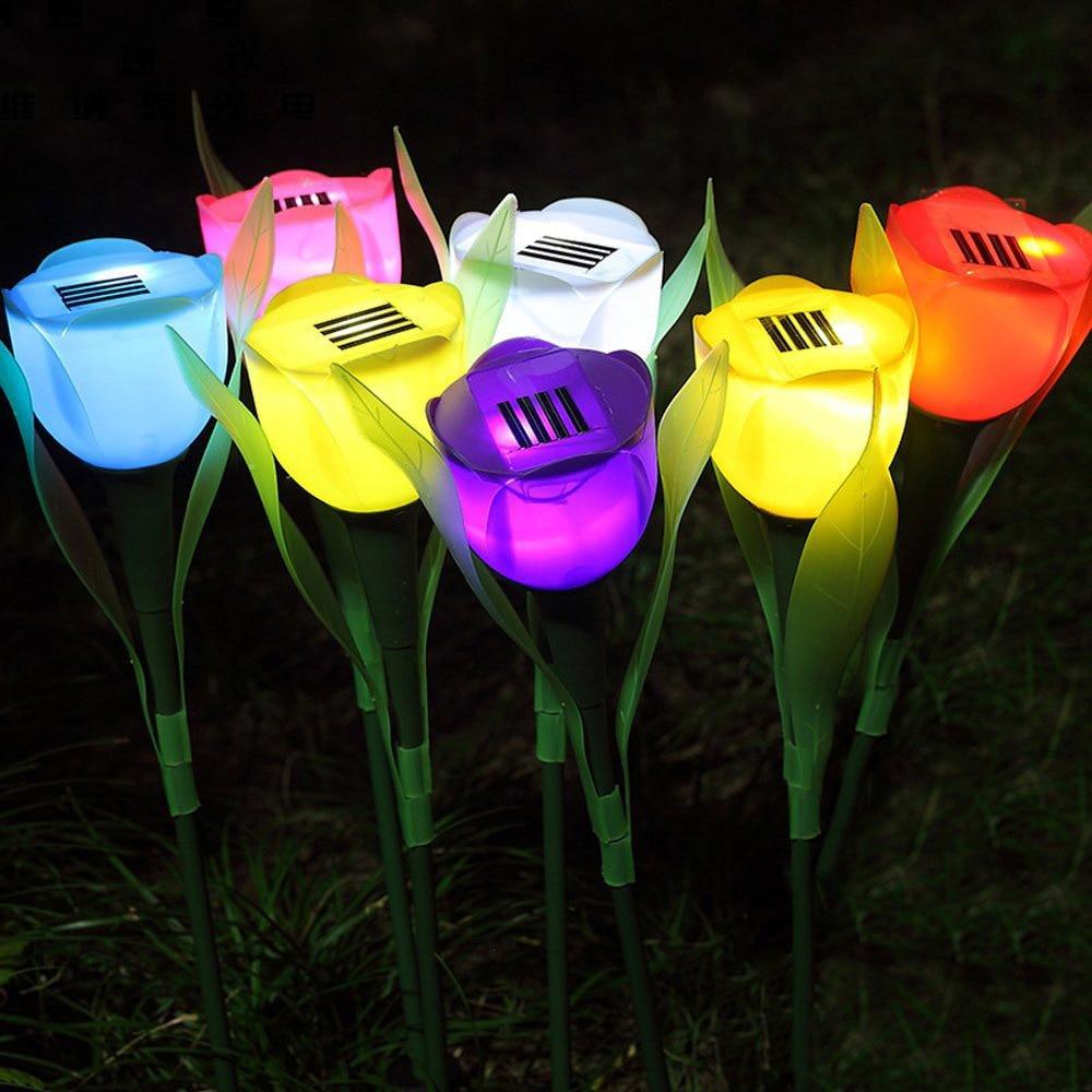 Frendorf | Tulumi Solar Gartenleuchte | Tulpen-Design | Farbige LED-Lichter | Wetterfeste Dekoration für Außenbereiche