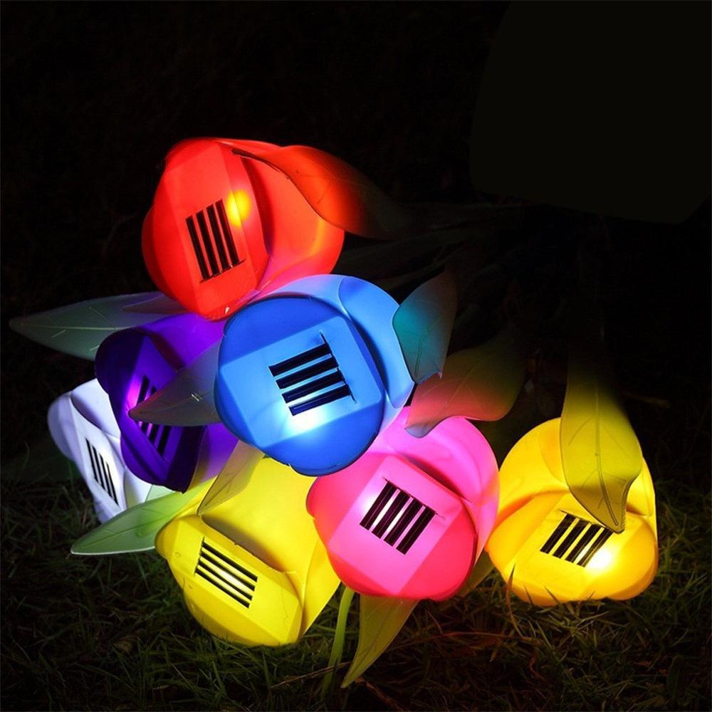 Frendorf | Tulumi Solar Gartenleuchte | Tulpen-Design | Farbige LED-Lichter | Wetterfeste Dekoration für Außenbereiche