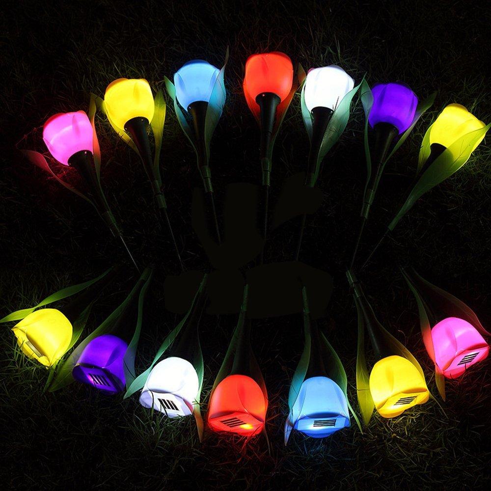 Frendorf | Tulumi Solar Gartenleuchte | Tulpen-Design | Farbige LED-Lichter | Wetterfeste Dekoration für Außenbereiche