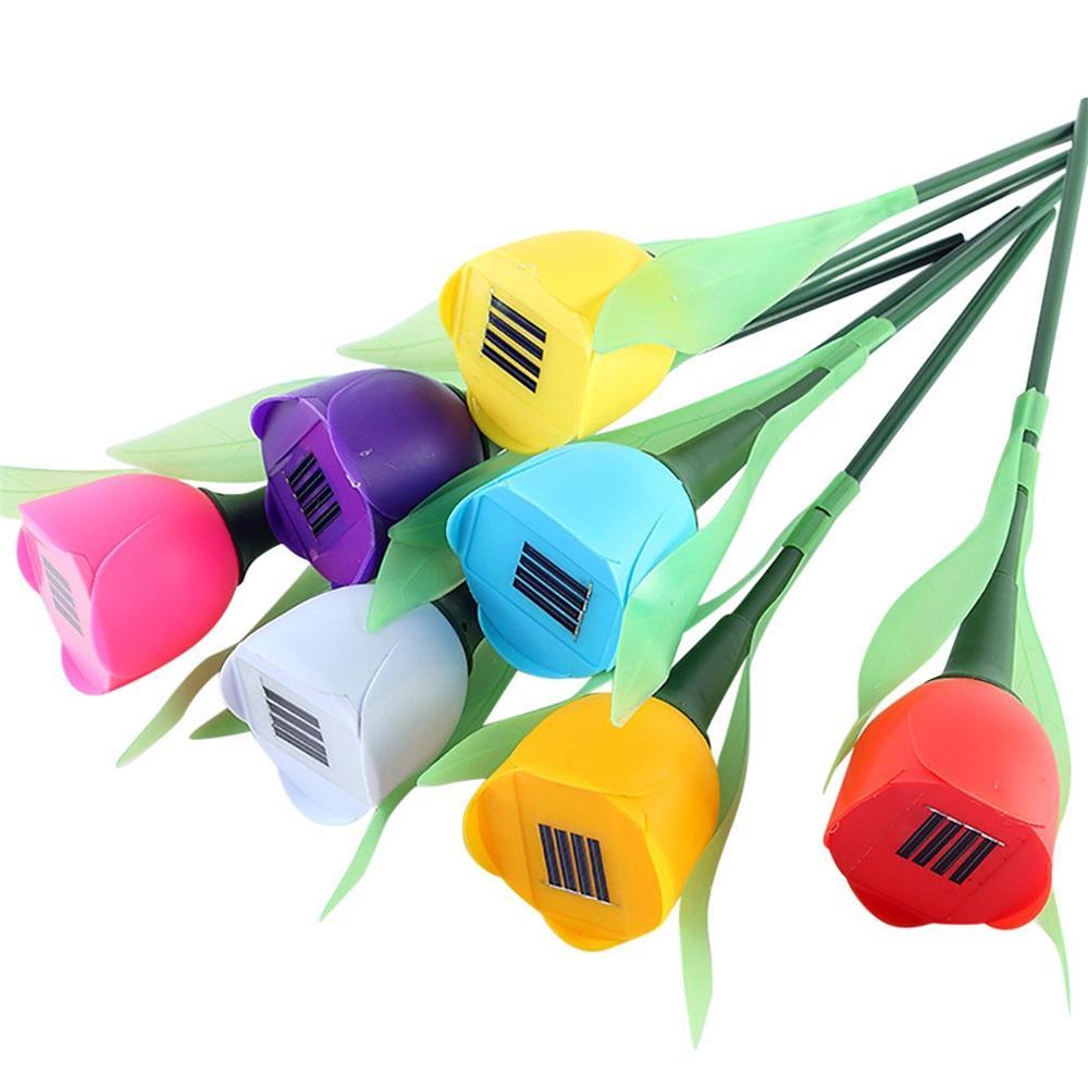 Frendorf | Tulumi Solar Gartenleuchte | Tulpen-Design | Farbige LED-Lichter | Wetterfeste Dekoration für Außenbereiche