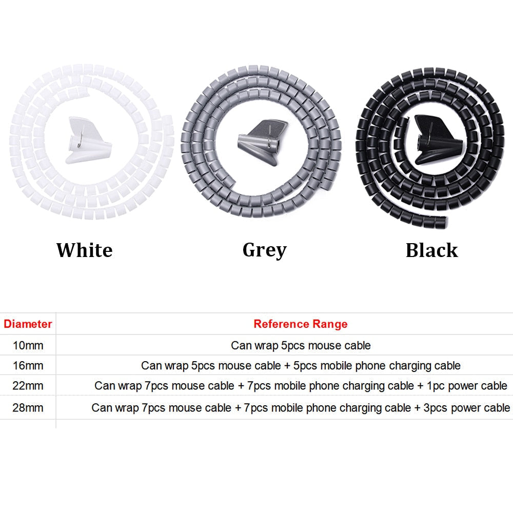 Frendorf | 2 Stück Flexible Spiral Kabel Aufbewahrungsorganisator