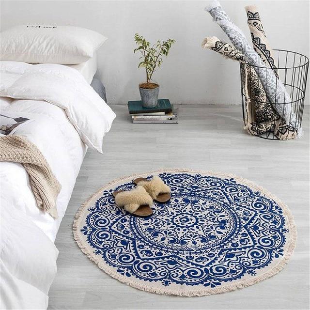 Marokkanischer Boho-Teppich mit Quasten