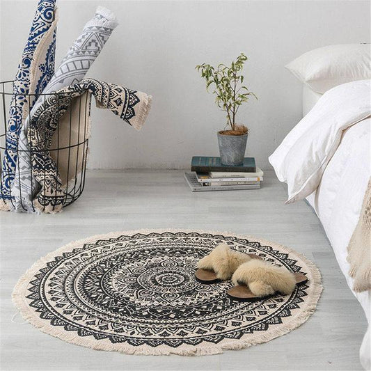 Marokkanischer Boho-Teppich mit Quasten