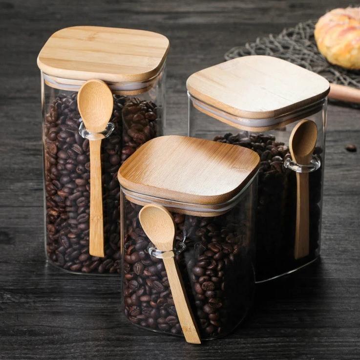 Frendorf | BambooFresh Glasbehälter mit Bambusdeckel | Nachhaltige Lebensmittelaufbewahrung | In 3 Größen erhältlich