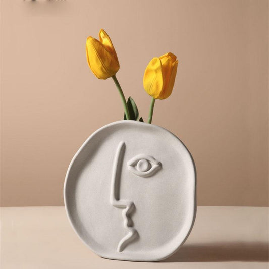 Frendorf | VasoArt Modern Face Keramikvase | Abstraktes Design | Dekorative Eleganz für Zuhause